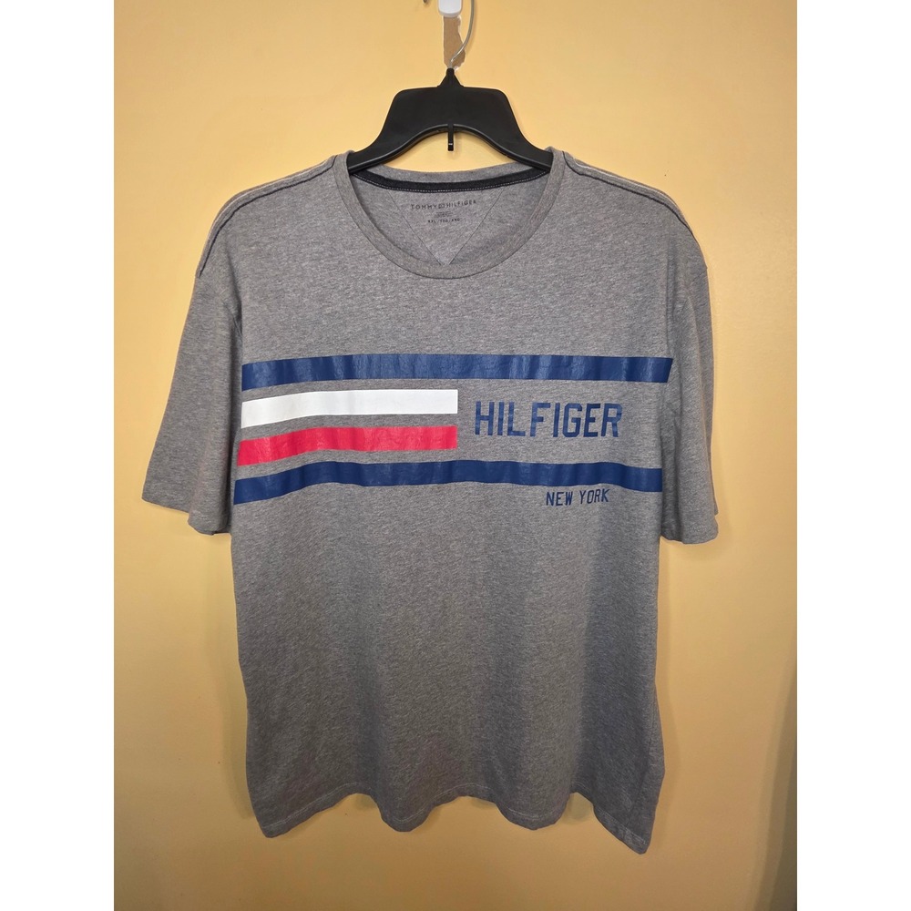 Tommy Hilfiger Mens XXL Gray Graphic Logo T-Shirt Short Sleeve Crew Neck Tee